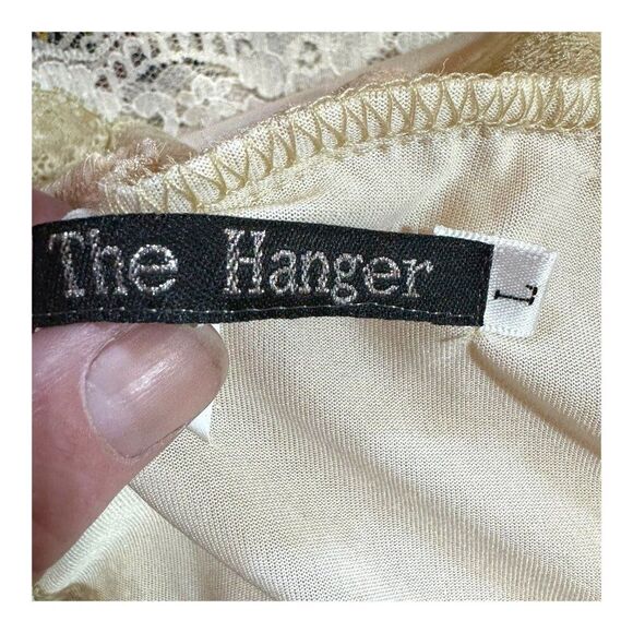 Vintage Style Lace & Mesh Cream Shirt By The Hanger Womens L Balloon Sleeves - Picture 3 of 5